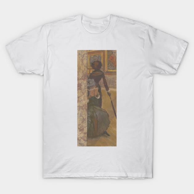 Mary Cassatt at the Louvre - The Paintings Gallery by Edgar Degas T-Shirt by Classic Art Stall